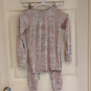 Posh peanut bamboo 2 piece Pajama Set size 9 light pink lamb print GUC